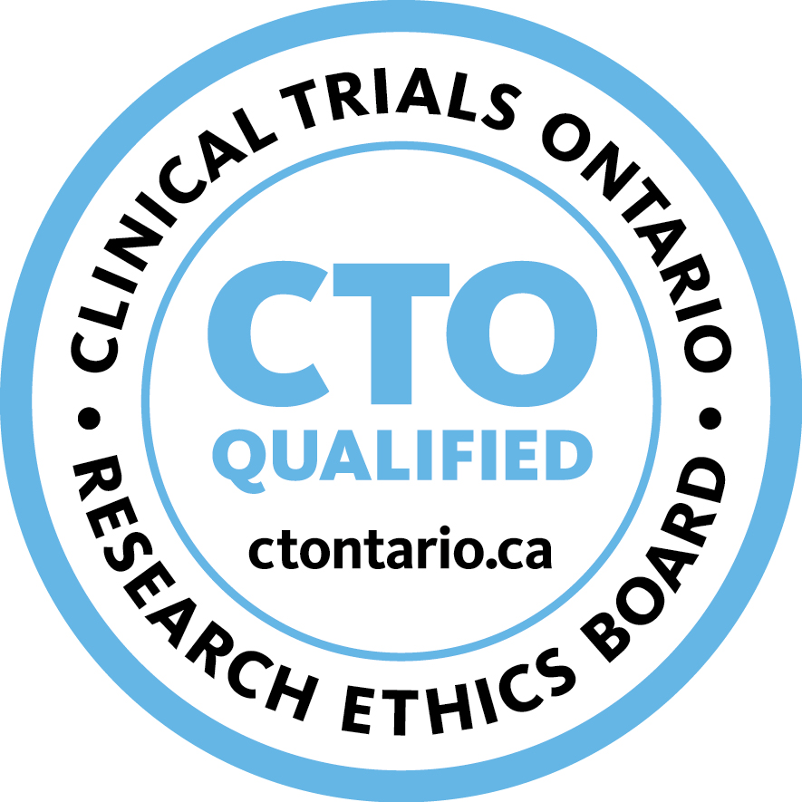 Logo du Clinical Trials Ontario Seal: "Qualifié par CTO